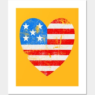 Heart-Shaped American Flag Posters and Art